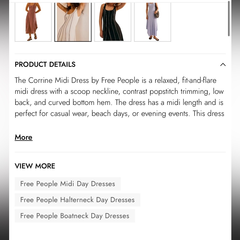 FREE PEOPLE  Corrine bohemian striped Midi Dress - Seed Pearl‎ - Picture 11 of 11